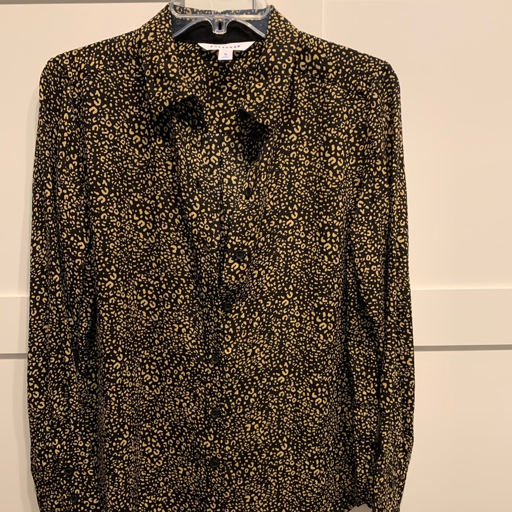 Animal print button down blouse